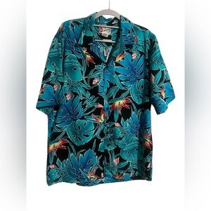 Vintage Hilo Hattie Tropical Blue Hawaiian Shirt